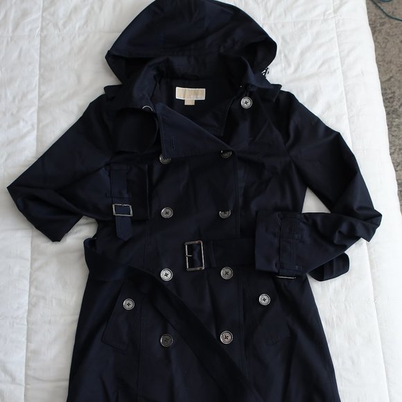Michael Kors Navy Trenchcoat - Picture 1 of 9